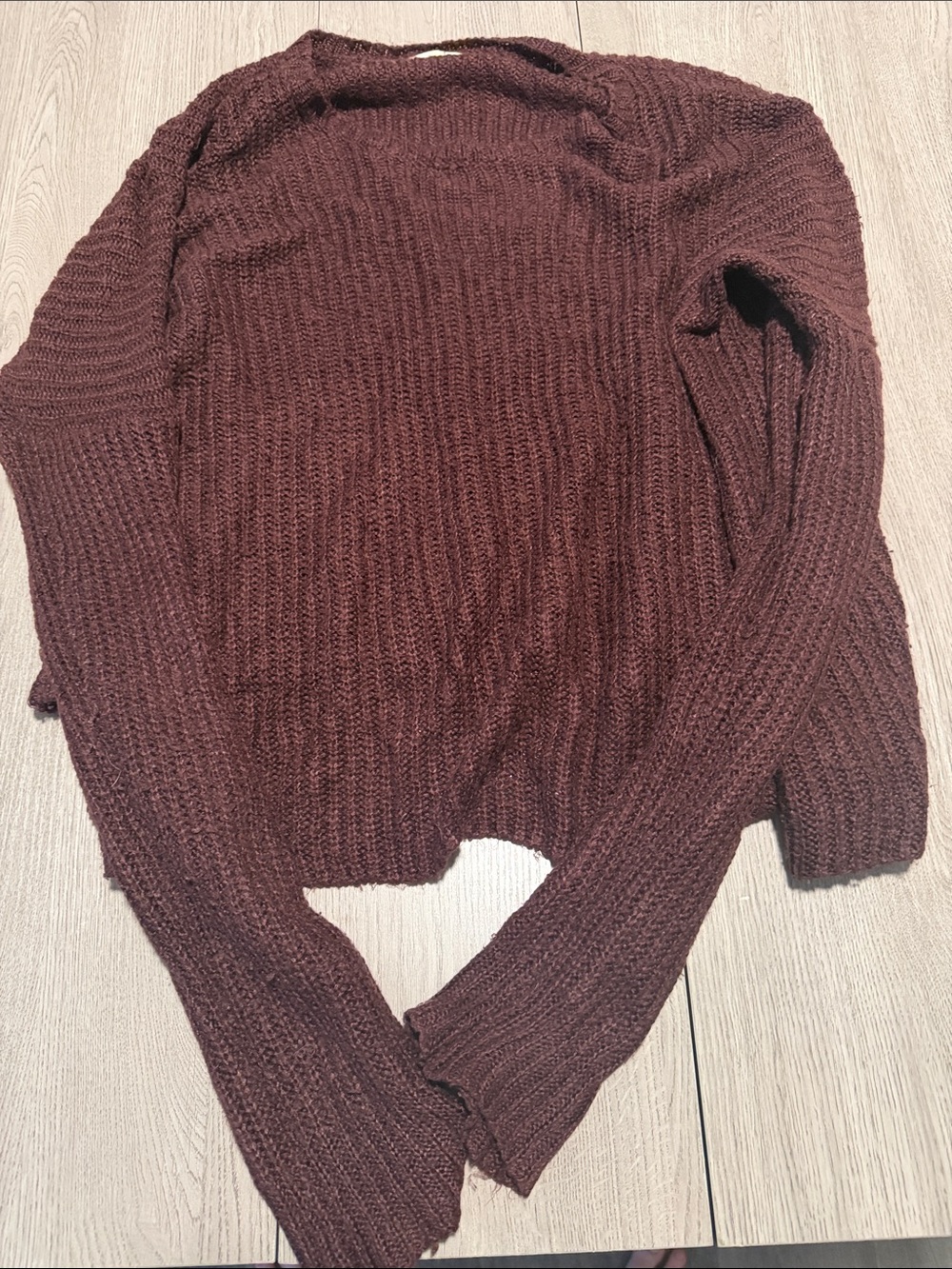 La Hearts Ribbed Crewneck Sweater - Chocolate Brown
